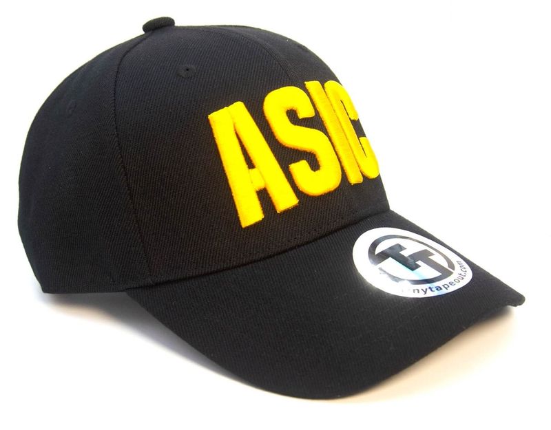 &#39;ASIC&#39; text baseball cap - round peak