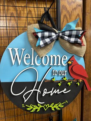 Welcome To Our Home Cardinal Door Hanger
