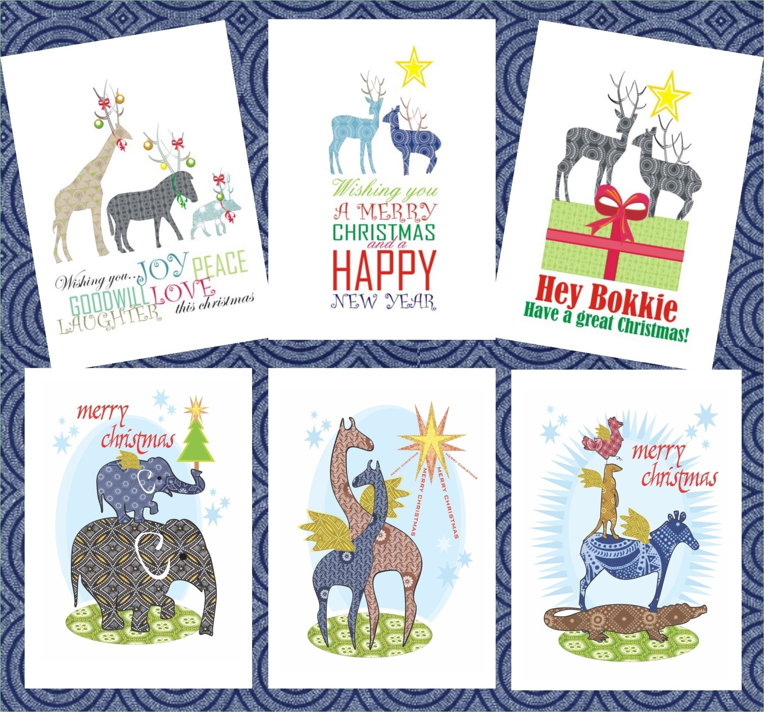 Popular African Shweshwe Christmas Cards
