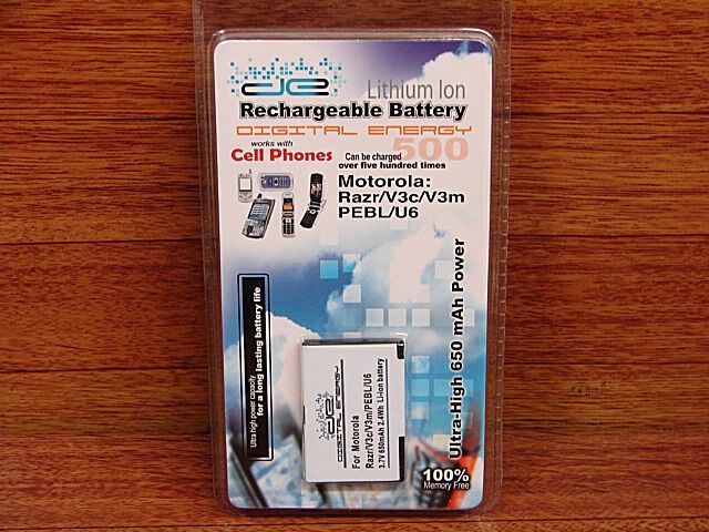 Digital Energy Lithium Ion Rechargeable Battery for Motorola Razr/V3c/V3m/PEBL/U