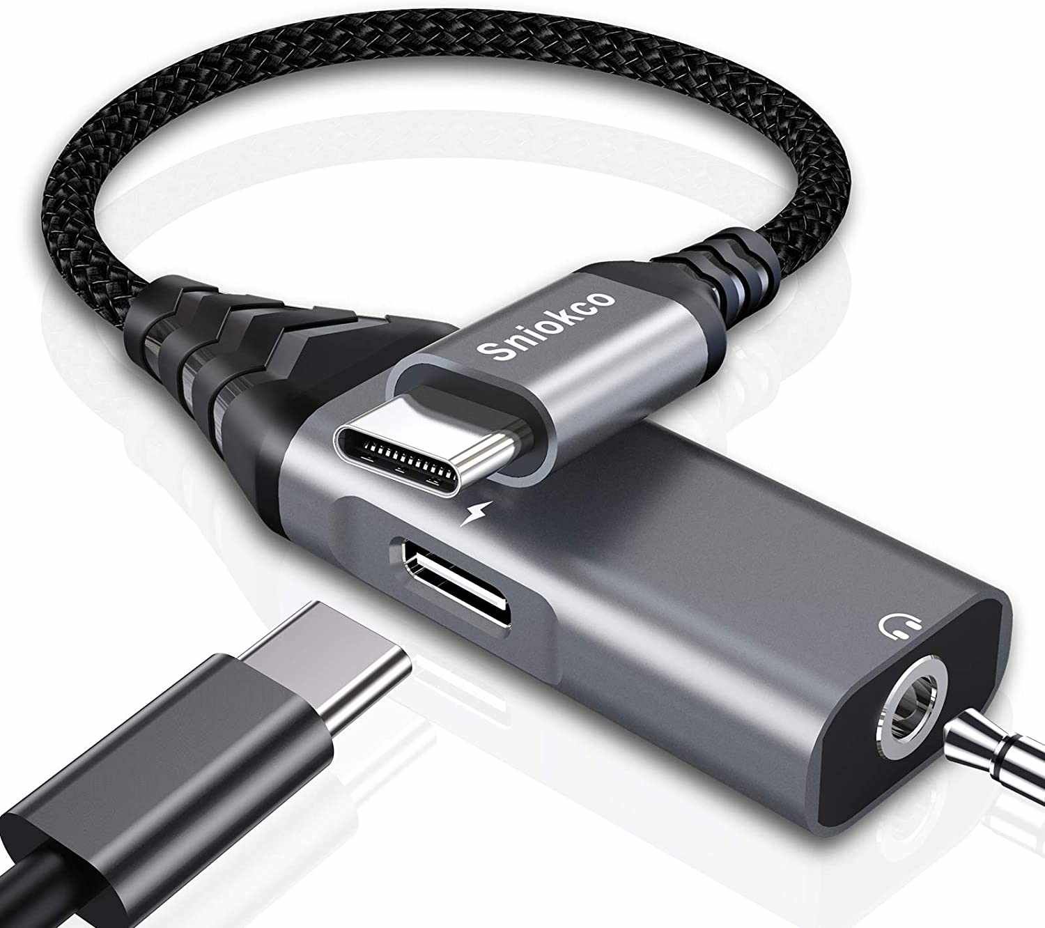 Sniokco USB C to 3.5mm Headphone and Charger Adapter - New