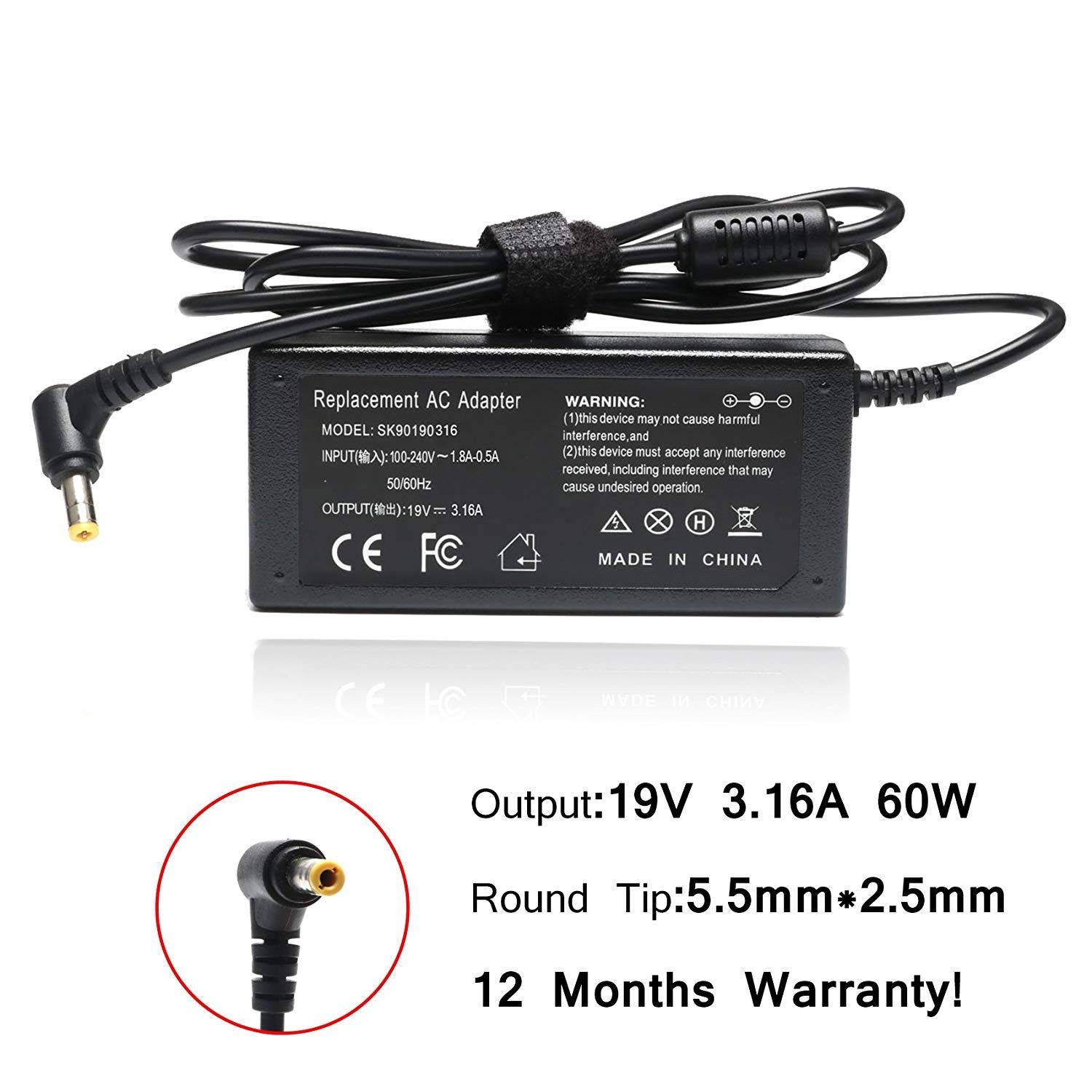 PA-1600-06D2 19V 3.16A AC Adapter - Used