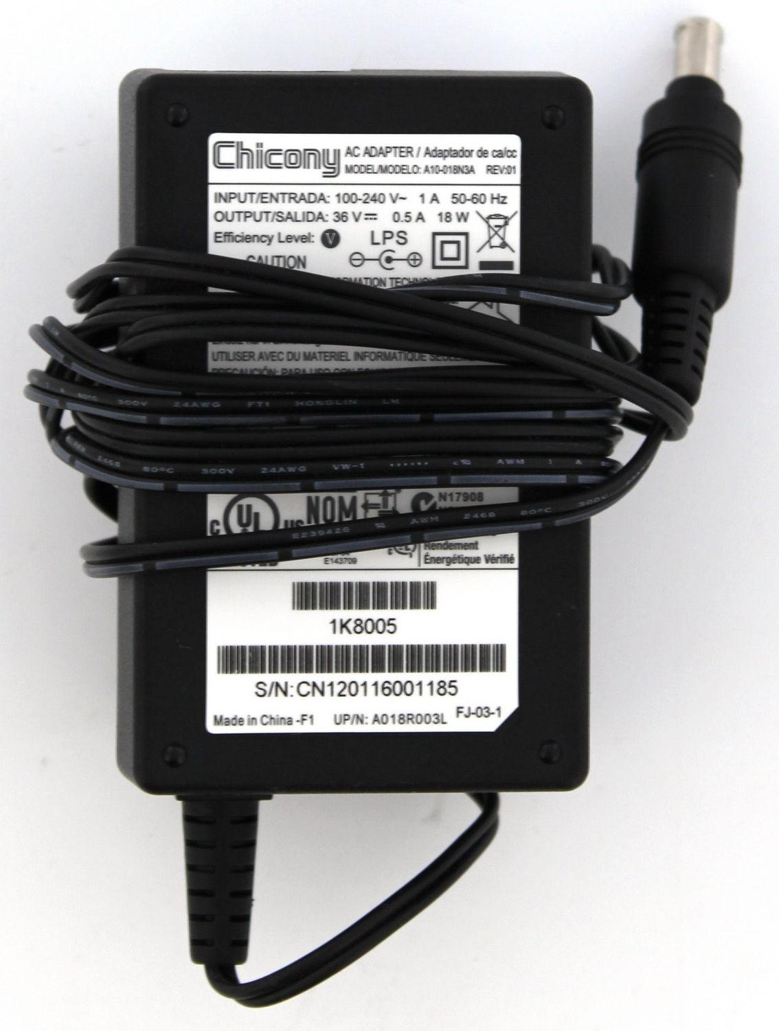36V-500mA-5.9mm AC Adapter - Used