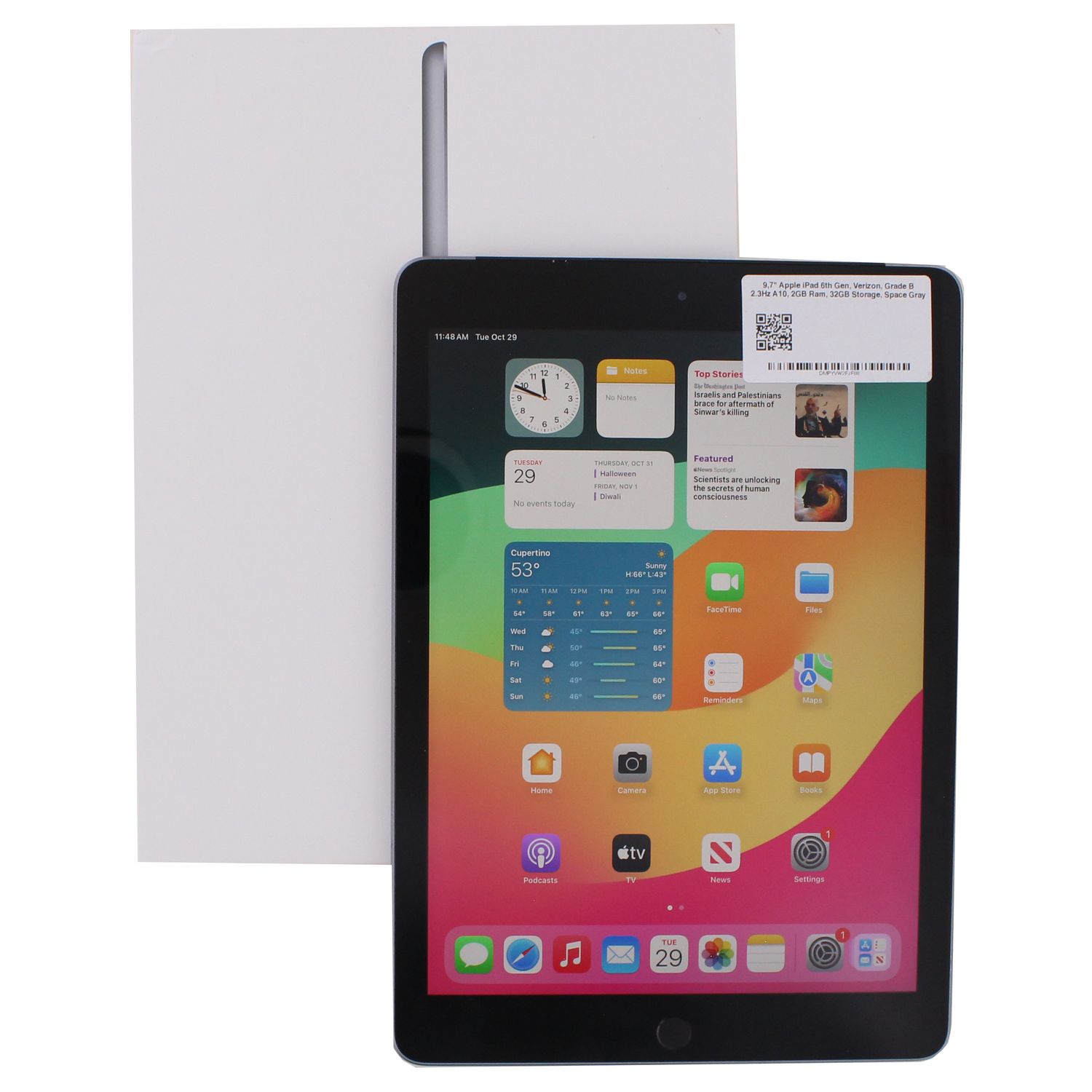 Apple iPad 9.7&quot; 6th Gen Unlocked (32GB, Wifi+Cellular, Space Gray, 4G LTE, iOS 17) - with Original Box Grade B