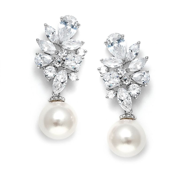 Mariell 3530E Cluster Pearl Earrings