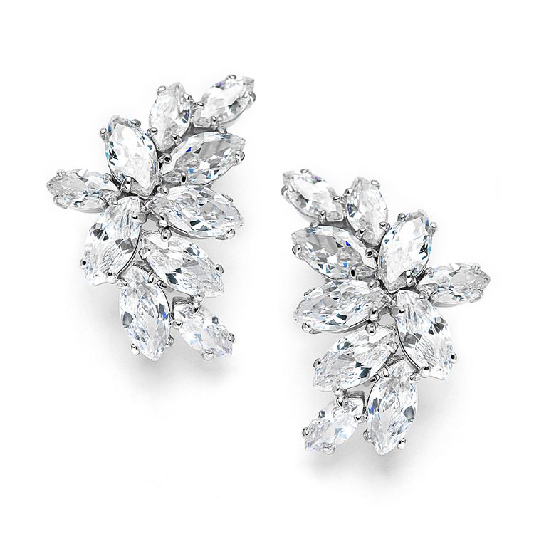 Mariell 3598E Marquis Cluster Earrings