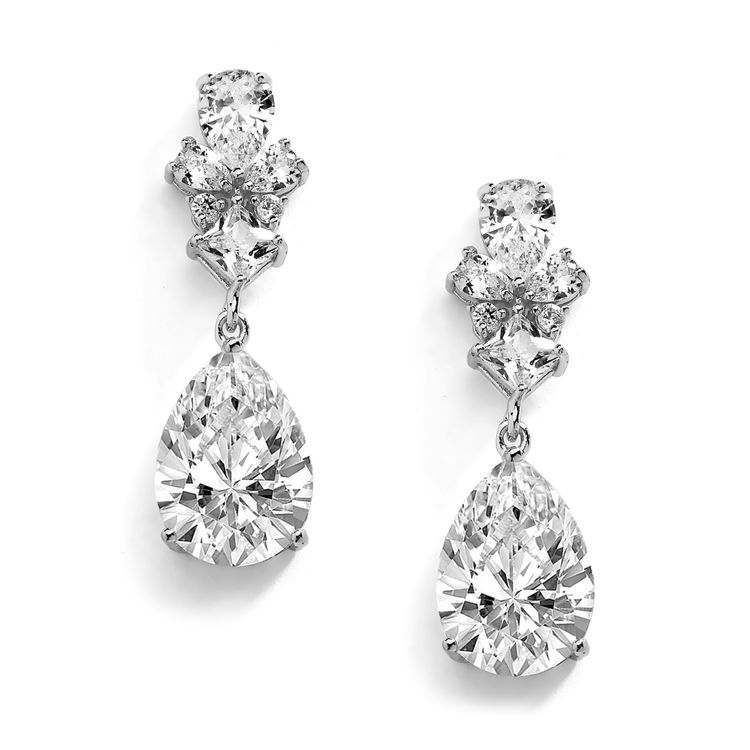 Mariell 4591E-S - Teardrop Pear-Shaped Earrings