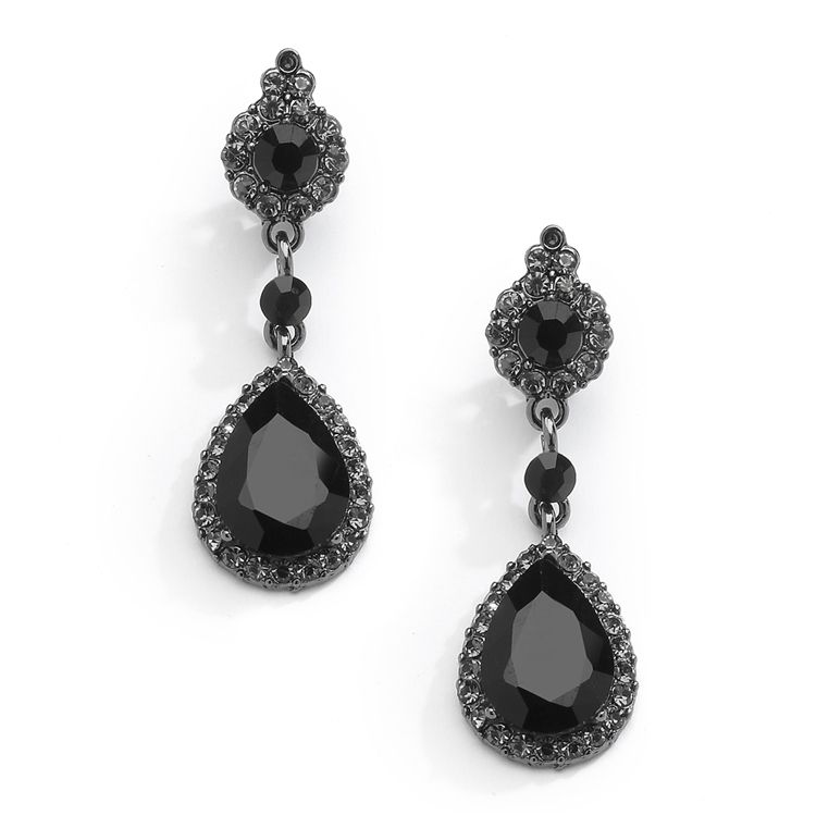 Marielle 4532E-BK - Black Crystal Earrings