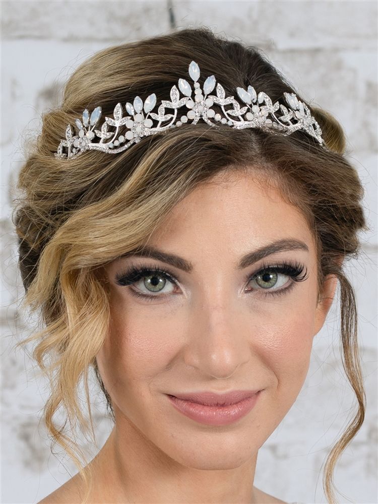 Mariell 4619T-OP-S Opal and Crystal Tiara