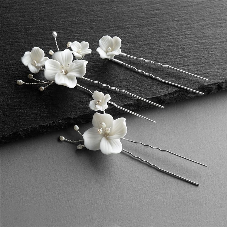 Mariell 4664HC-I-S Resin Flower Hair Pins