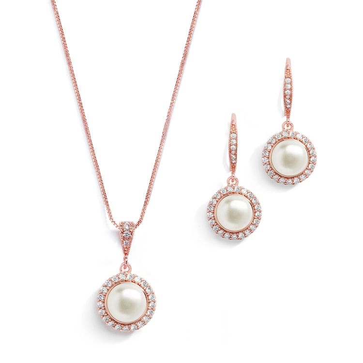 Mariell 4587S-RG Necklace and Earrings Set