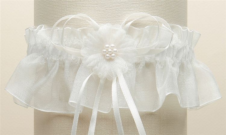 Mariell 819G-I-I Garter with Pearl Cluster