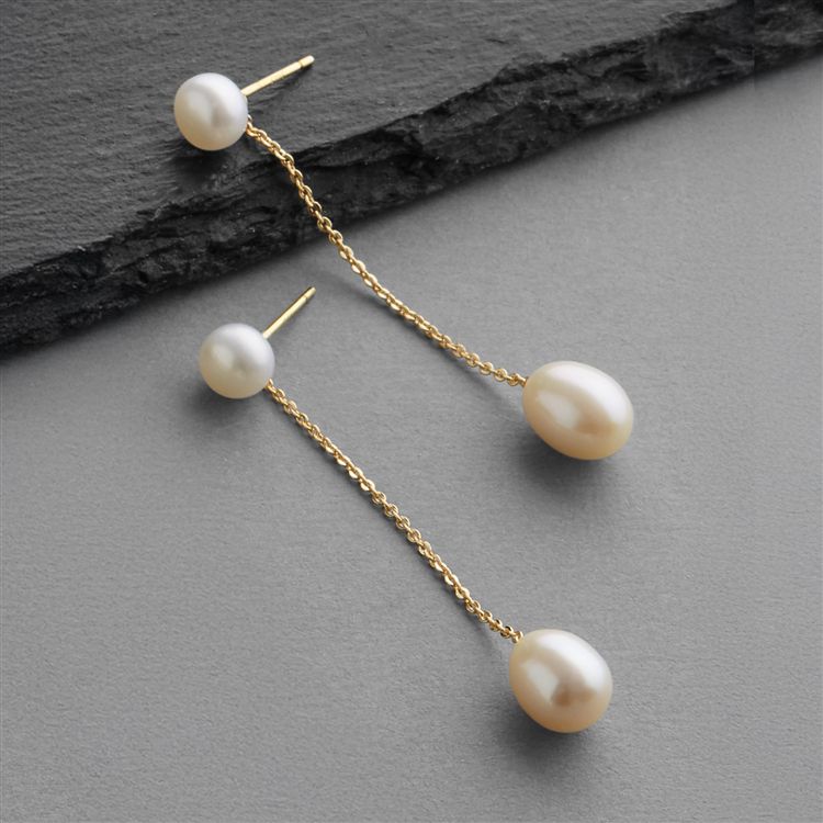 Mariell 4723E-I-G Pearl Dangle Earrings