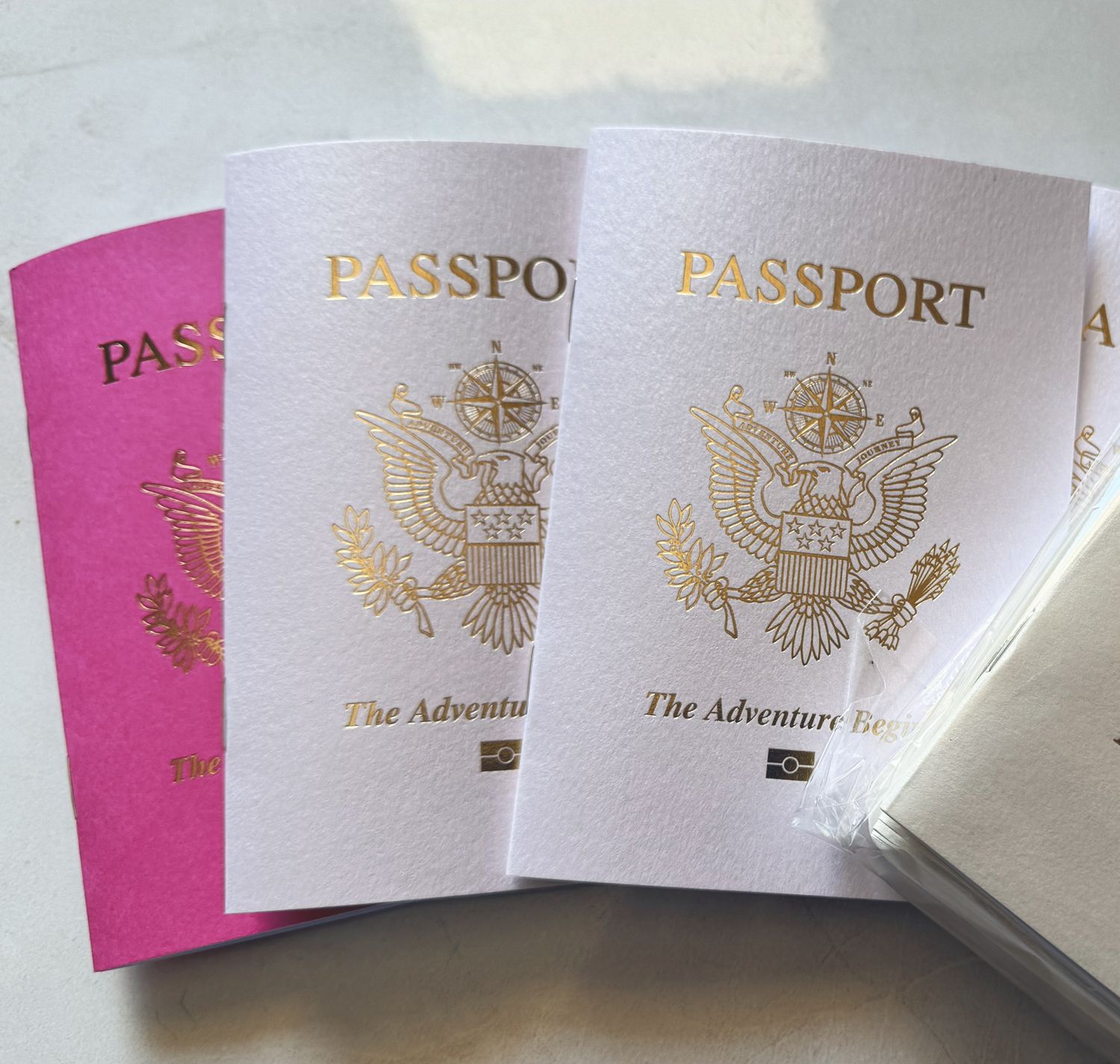 SUPER PALE PINK Shimmer Passport Books (Pack of 10)