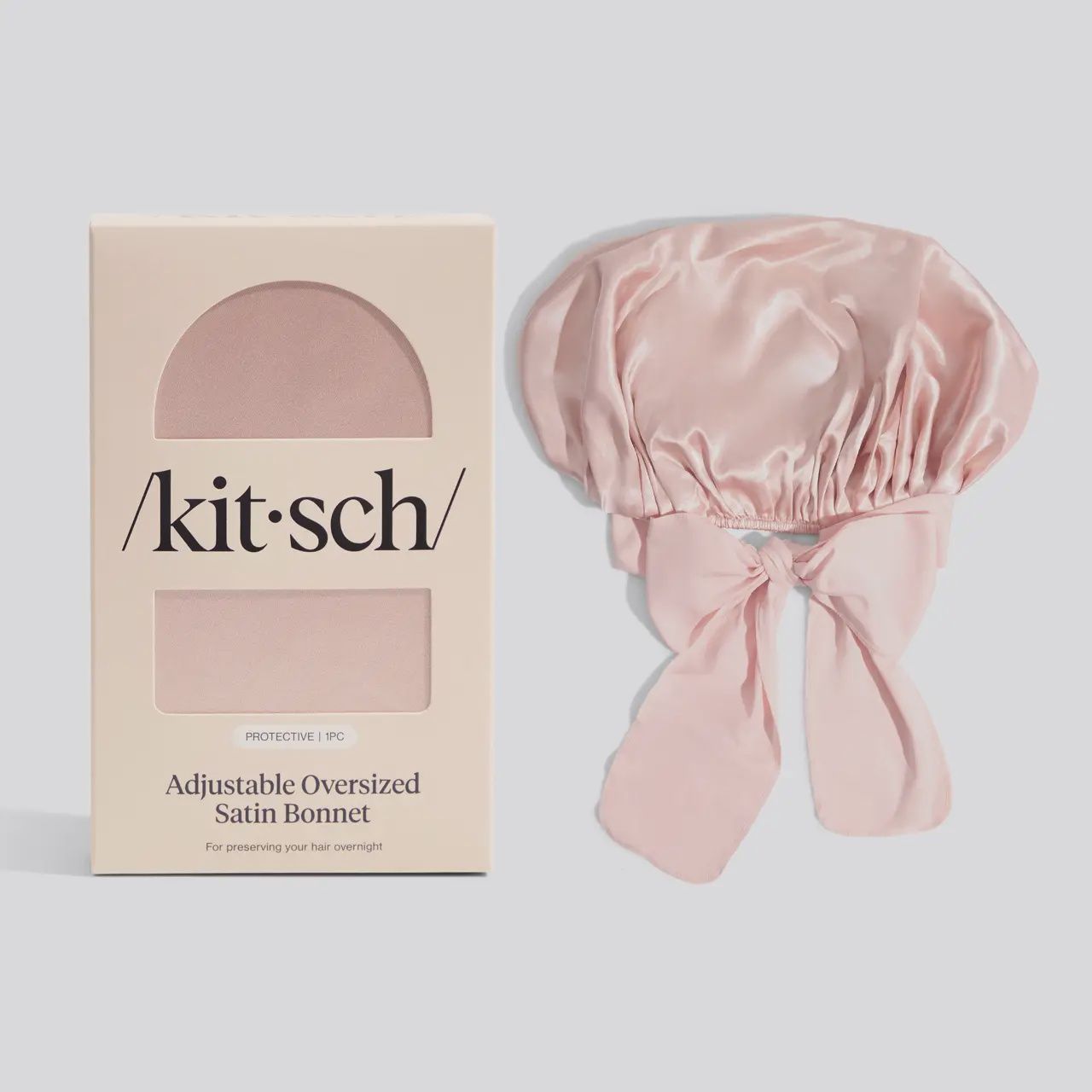 Kitsch Adjustable Oversized Satin Bonnet - Blush