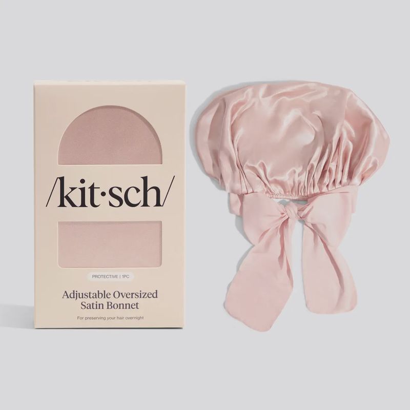 Kitsch Adjustable Oversized Satin Bonnet - Blush