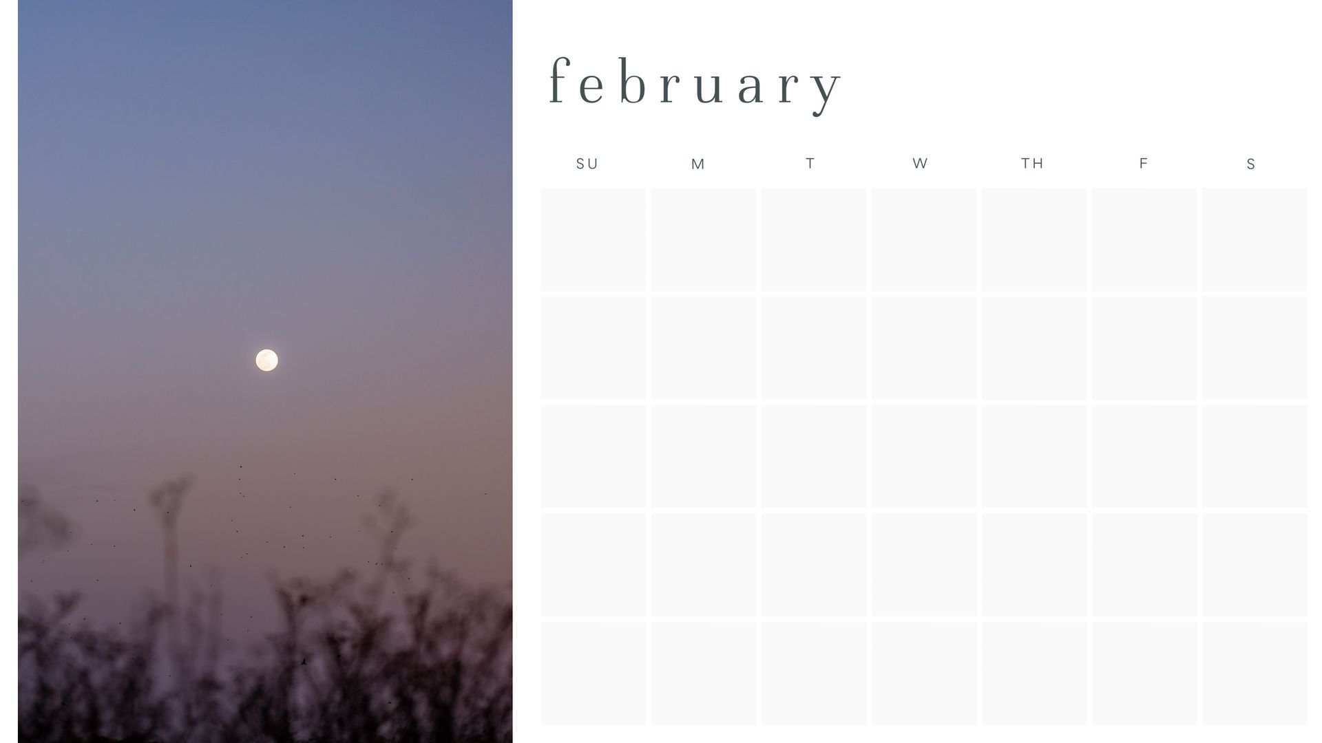 evergreen *printable calendar moon edition - pdf download