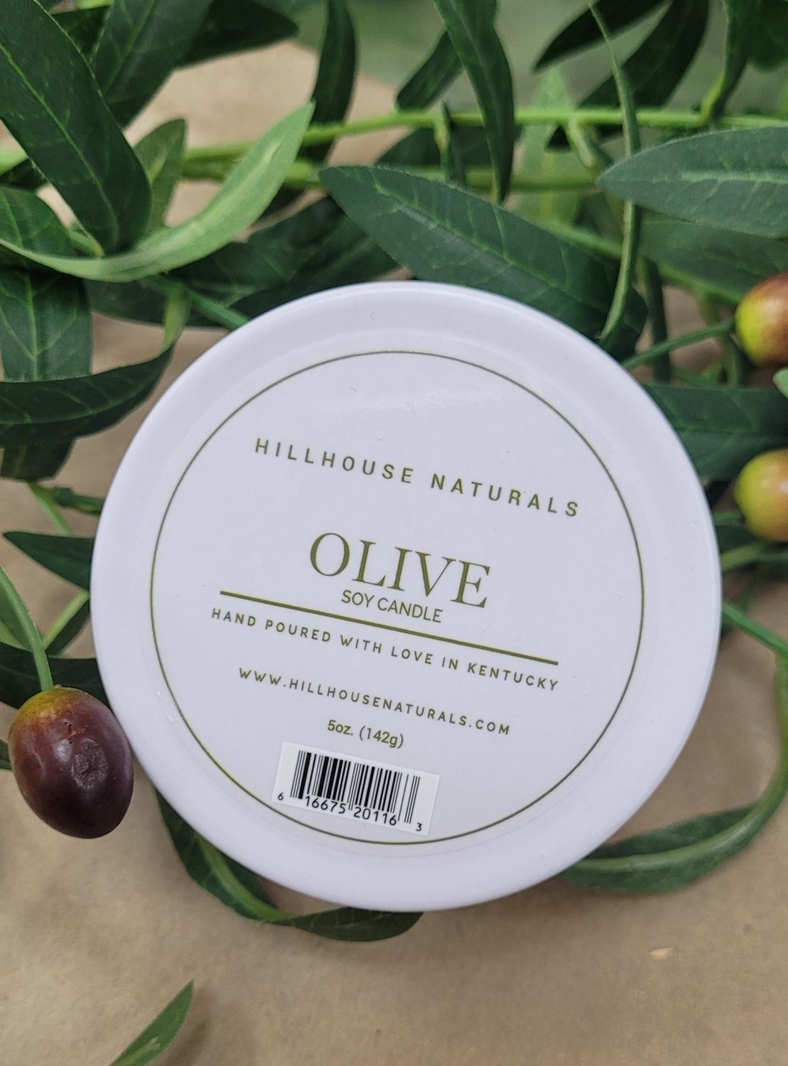HH Olive Candle White Tin 5oz. #