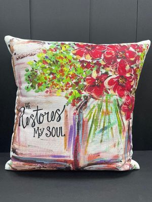 LB 18x18 He Restores My Soul Pillow