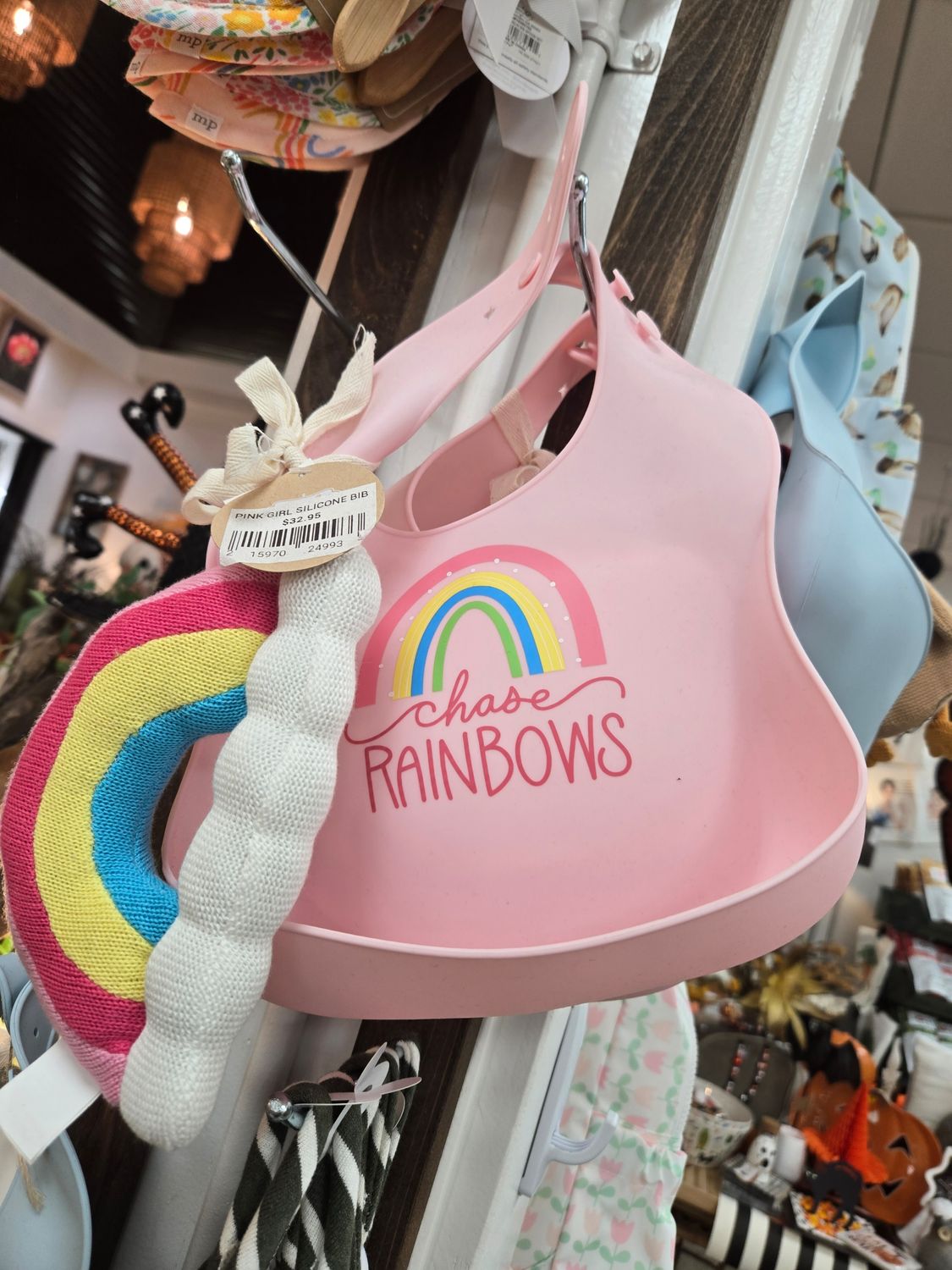 PINK GIRL SILICONE BIB RATTLE #