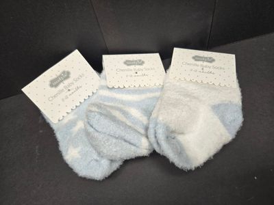 MP Blue Chenille Baby Socks