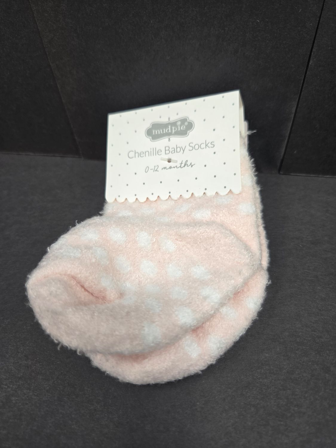 MP Pink Chenille Baby Socks, Design: Dots