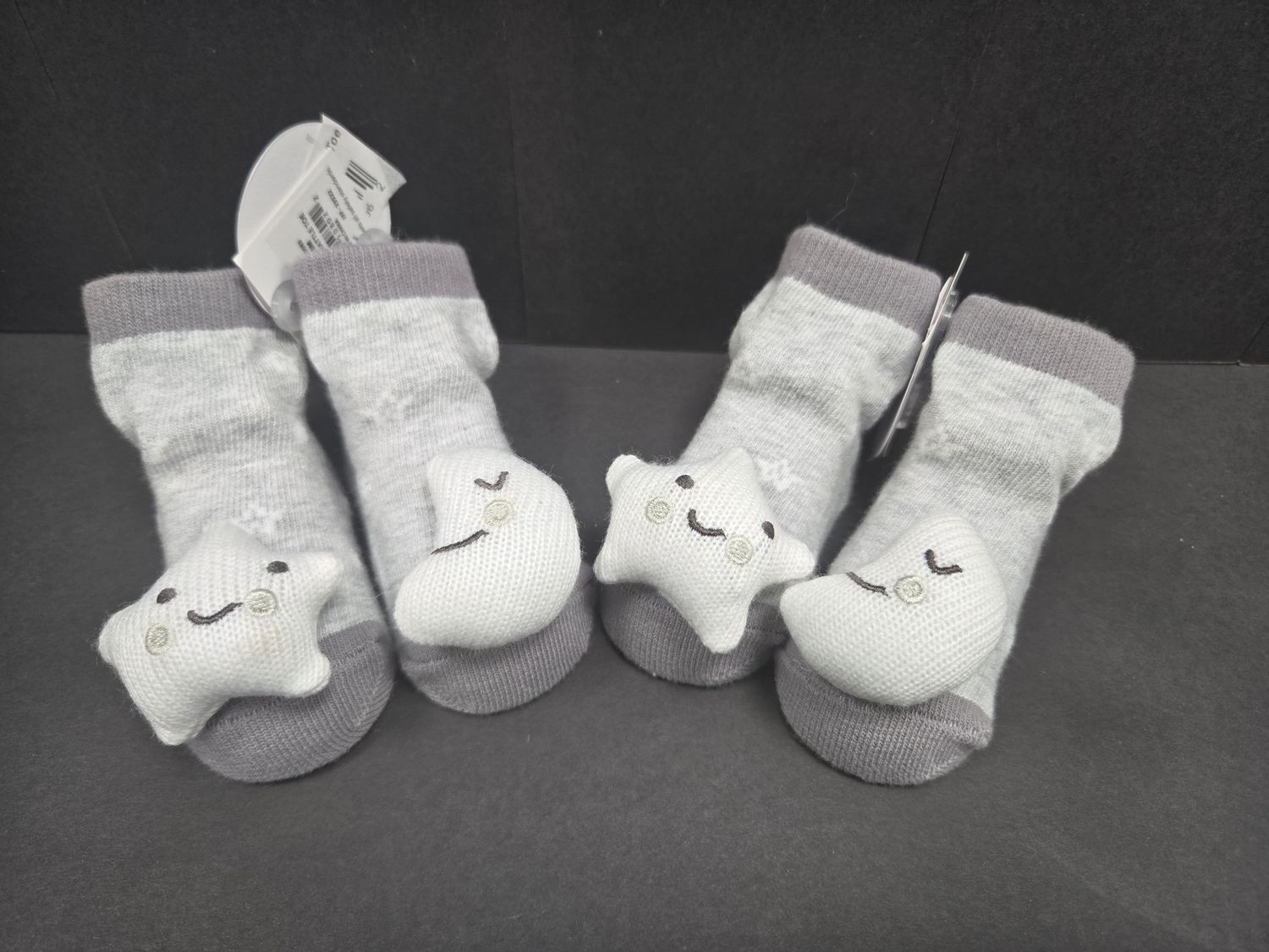 Gray Moon &amp; Star Rattle Toe Socks