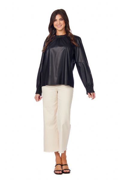 MP Putnam Leather Top, Colour: Black, Size: Small