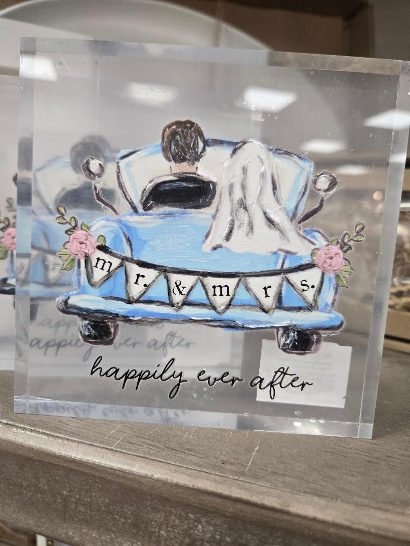MP Happily Acryl Wedding Plaque