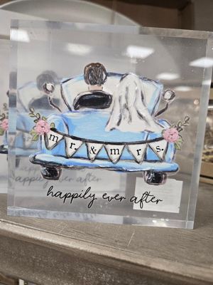 MP Happily Acryl Wedding Plaque