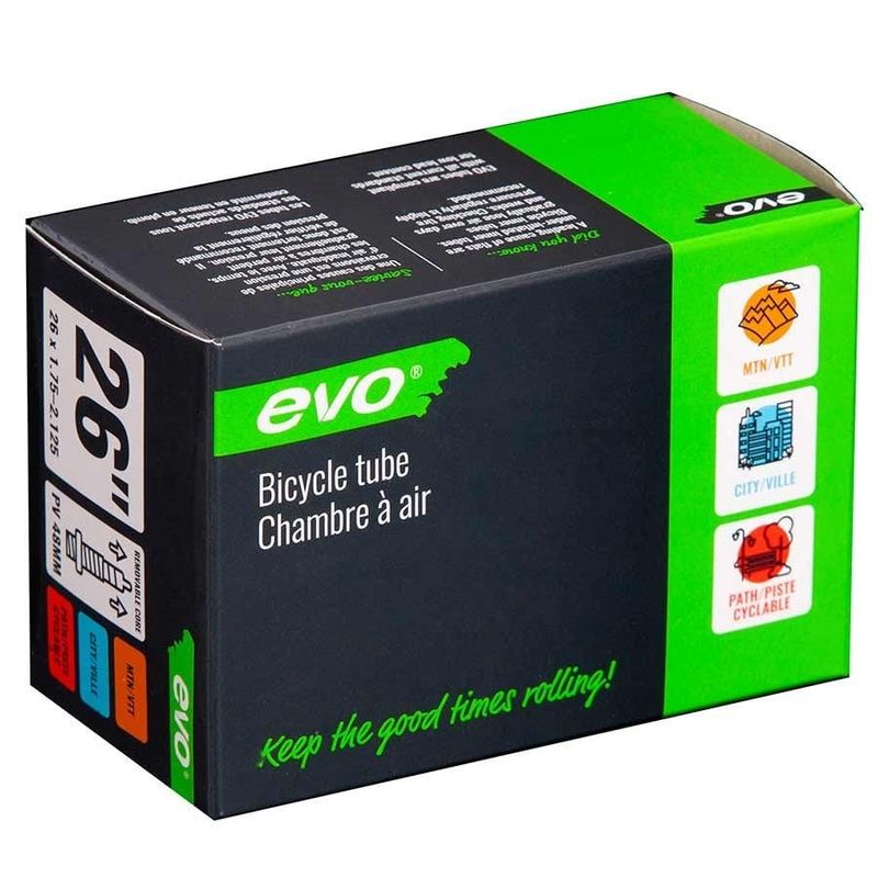 EVO, Presta, Tube, Length: 48mm, 26&#39;&#39;, 1.75-2.125