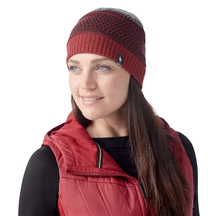 Popcorn Cable Reversible Beanie CURRANT HEATHER 1FM