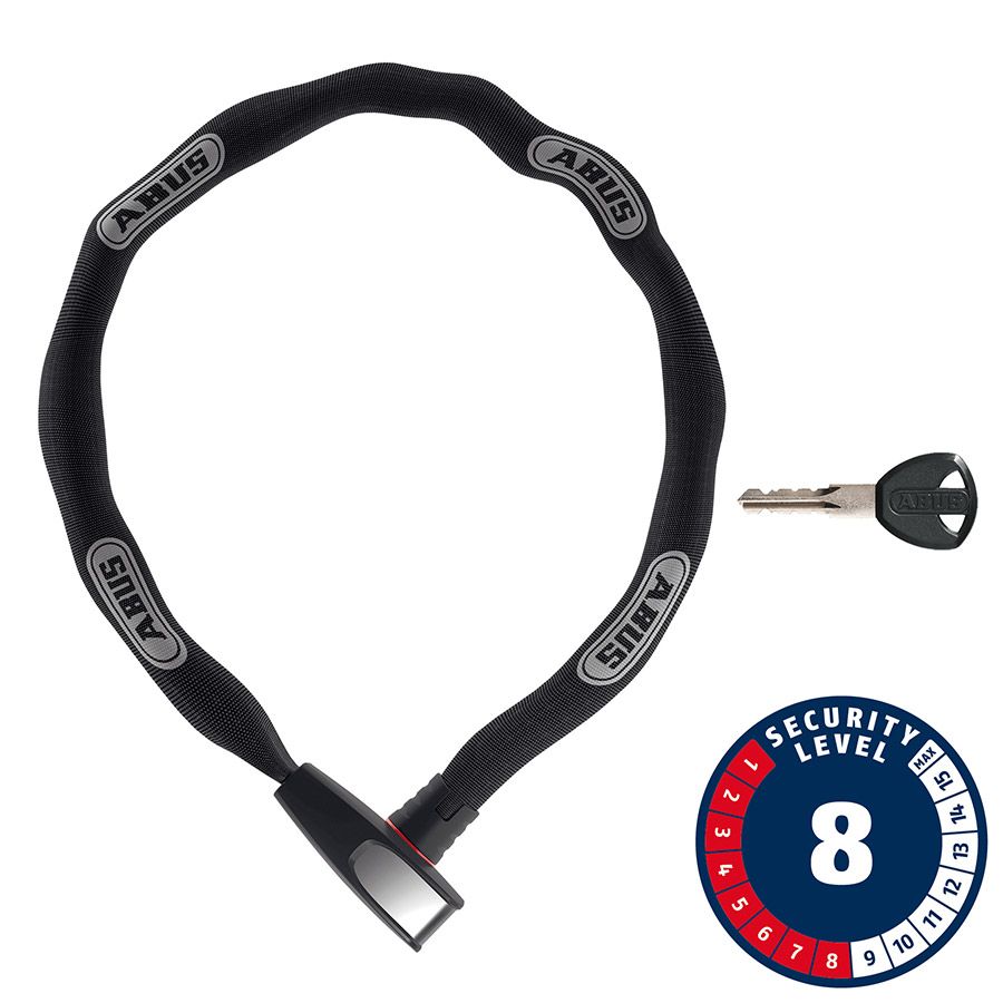 Abus, 8807K Steel-O-Chain, Chain Lock, Key, 7mm, 85cm, 2.8', Black