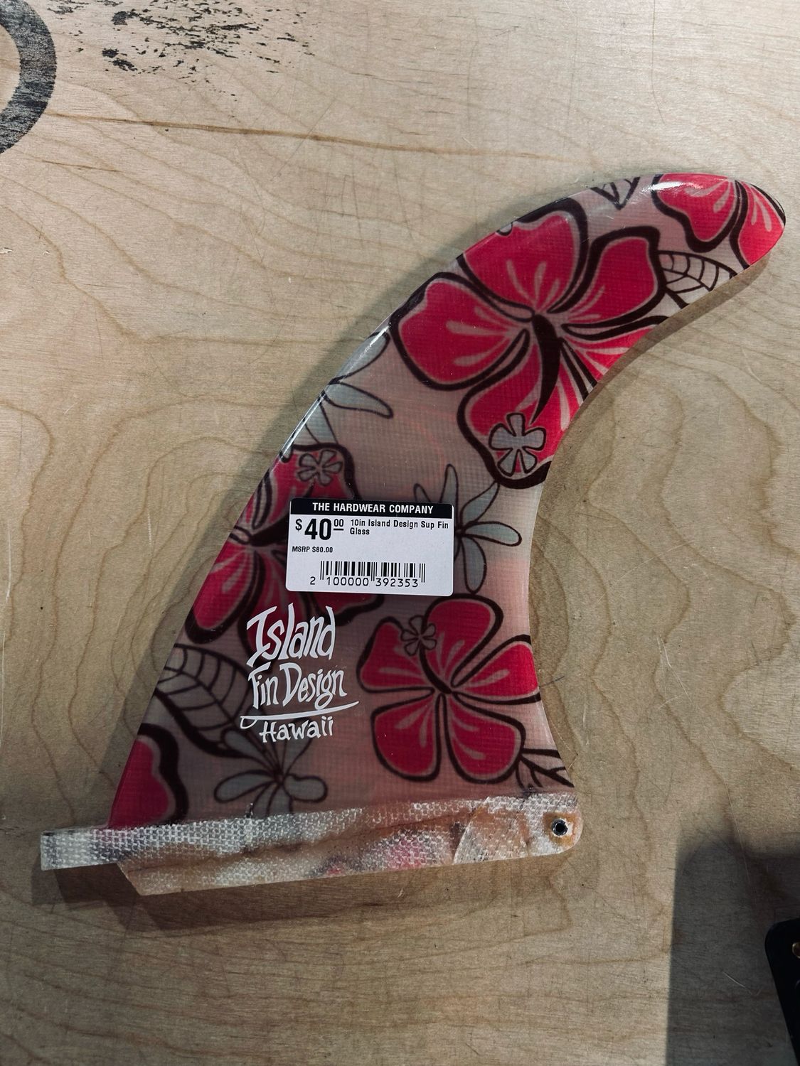 10in Island Design Sup Fin Glass