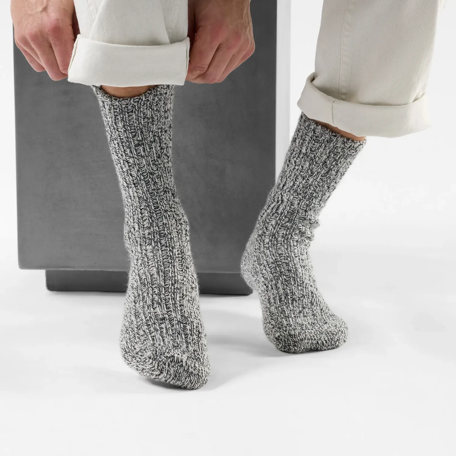 Everyday Cozy Heritage Rib Crew Socks CHARCOAL L