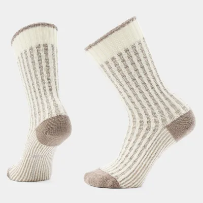 Women's Everyday Cozy Waffle Press Crew Socks NATURAL M