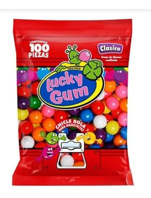 CHICLE BOLA CHICA LUCKY GUM CON 100
