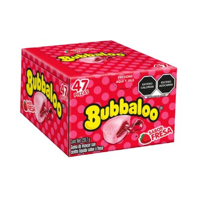 CHICLE BUBBALOO SABOR FRESA CON 47 PIEZAS