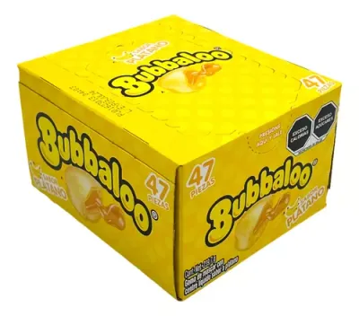 CHICLE BUBBALOO SABOR PLATANO CON 47 PIEZAS