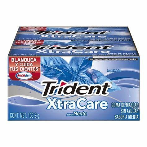 CHICLE TRIDENT MENTA XTRACARE CON 12 CARTERAS DE 12
