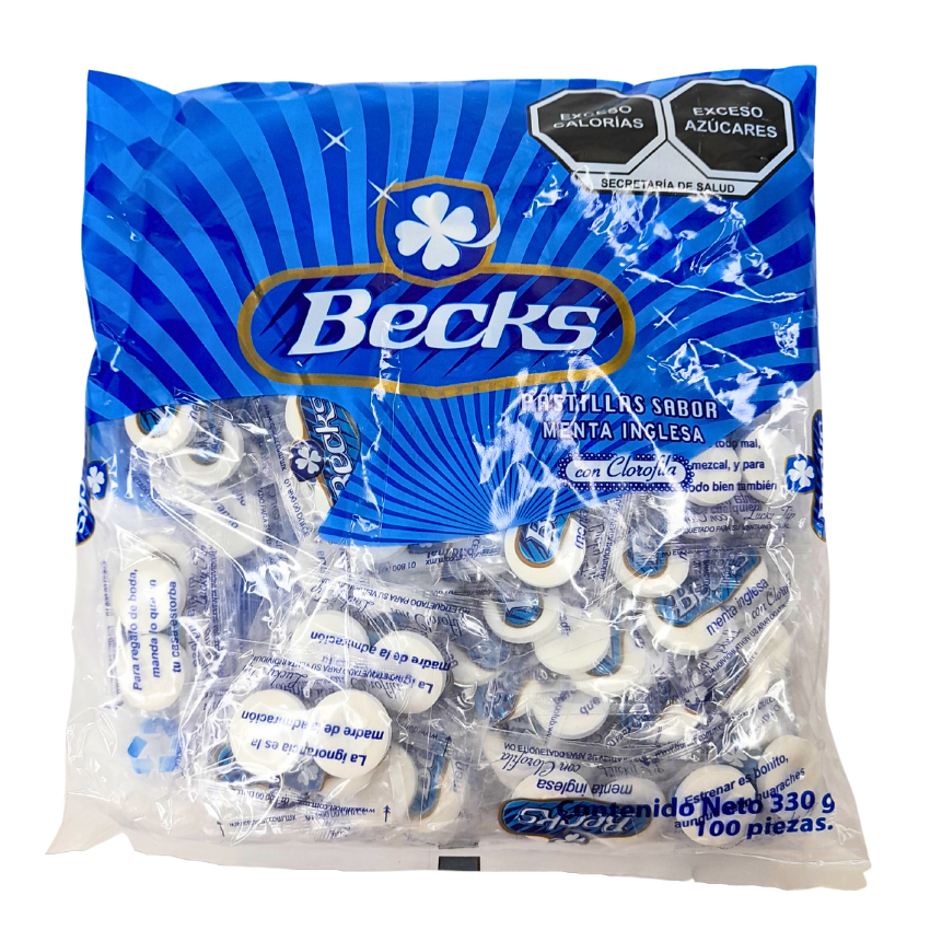 MENTAS BECKS CON 100 SOBRES DE 2 PIEZAS