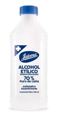 ALCOHOL ETILICO DESNATURALIZADO JALOMA 70% DE 240ML CON 6 BOTELLAS