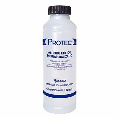 ALCOHOL ETILICO DESNATURALIZADO PROTEC 70% 110ML CON 12 BOTELLAS