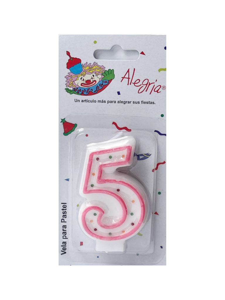 VELA CONFETI ROSA CON 10 NUMEROS SURTIDOS