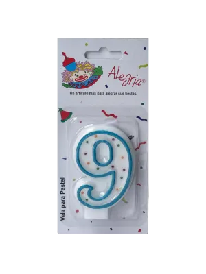 VELA CONFETTI AZUL CON 10 NUMEROS SURTIDOS