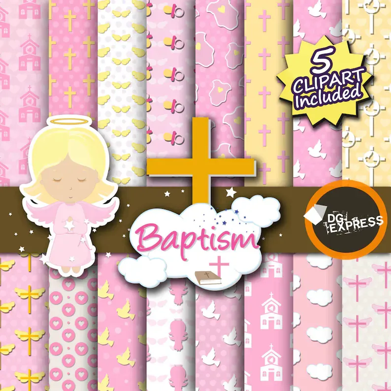 PAPEL REGALO BAUTIZO NIÑA CON 25