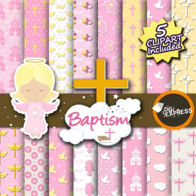 PAPEL REGALO BAUTIZO NIÑA CON 25