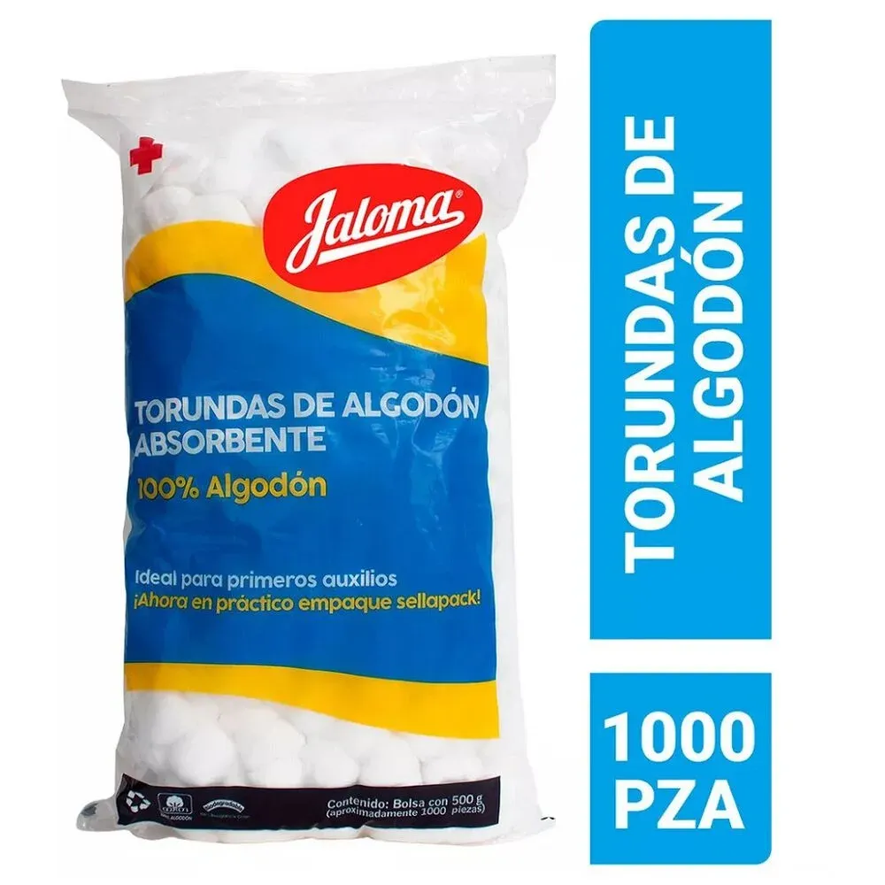 ALGODON JALOMA TORUNDA, PAQUETE CON 100PZS, CON 6 PAQUETES