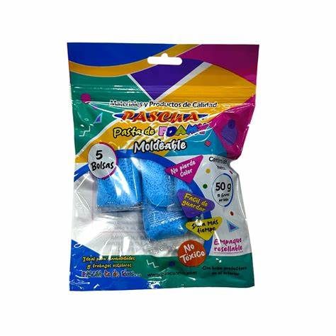 FOAMY MOLDEABLE, PASCUA,50GR, PAQUETE CON 5 PZS, CON 12 PAQUETES SURTIDOS