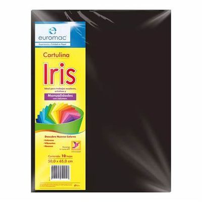CARTULINA IRIS COLOR NEGRO, CON 10